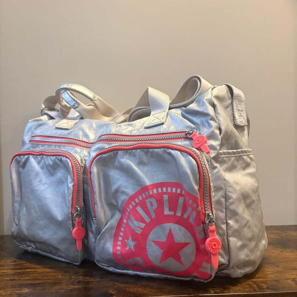 Kipling Cerene Crossbody Bag Silver Pink Metallic Handbag